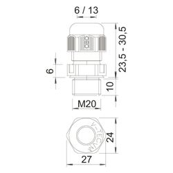 OBO Bettermann Kabelverschraubung V-TEC VM20, M20x1,5 6-13mm, Polyamid, Silbergrau, 202284... OBO-2022847 4012195532750 (Abb. 1)