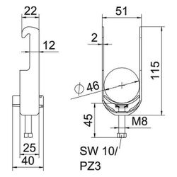 OBO Bettermann Bügelschelle 2056 BS-W1-K-46, 40-46mm, Stahl, feuerverzinkt... OBO-1187738 4012196854448 (Abb. 1)