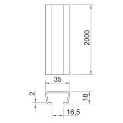 OBO Bettermann Profilschiene AMS3518UP2000FT, 2000x35x18mm, Stahl, feuerverzinkt, 1112228... OBO-1112228 4012195043393 (Abb. 1)