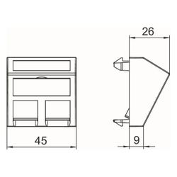 OBO Bettermann Datentechnikträger DTS-2C RW1, 45x45x26mm, Kunststoff, Reinweiß... OBO-6119250 4012195697251 (Abb. 1)