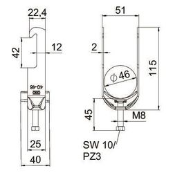 OBO Bettermann Bügelschelle 2056 BS-W1-K-46, 40-46mm, Stahl, feuerverzinkt... OBO-1187738 4012196854448 (Abb. 1)