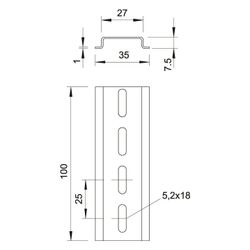 OBO Bettermann Hutschiene 2069 GTPL, 2000x35x7,5mm, Stahl, Galvanisch verzinkt... OBO-1115669 4012195045496 (Abb. 1)