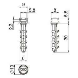 OBO Bettermann Steckdübel Delta-Push KB 30, 6mm Bohrlochdurchmesser, 35mm Bohrlochtiefe, 3... OBO-2351676 4012197430825 (Abb. 1)