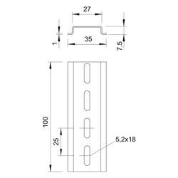 OBO Bettermann Hutschiene 2069 GTPL, 2000x35x7,5mm, Stahl, Galvanisch verzinkt... OBO-1115669 4012195045496 (Abb. 1)