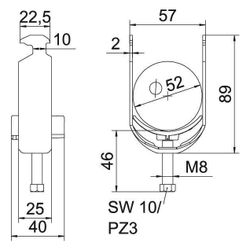 OBO Bettermann Bügelschelle 2056 BS-H1-K-52 FT, 46-52mm, Stahl, feuerverzinkt... OBO-1186249 4012196847242 (Abb. 1)