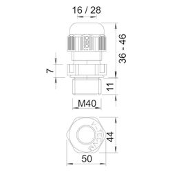 OBO Bettermann Kabelverschraubung V-TEC VM40, M40, 16-28mm, IP68, Polyamid, Lichtgrau... OBO-2022872 4012195533832 (Abb. 1)