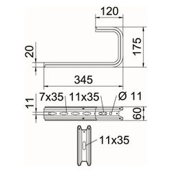 OBO Bettermann Wand- und Deckenbügel TPD 345, 345mm, Stahl, Zink... OBO-6363822 4012196198733 (Abb. 1)