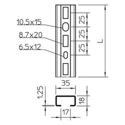 OBO Bettermann C-Profilschiene CML3518P2000FS, 2000x35x18mm, Stahl, bandverzinkt, 1104500... OBO-1104500 4012195038771 (Abb. 1)