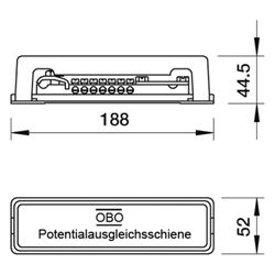 OBO Bettermann Potentialausgleichsschiene 1809, 188x52x44,5mm, Messing/Stahl, Lichtgrau... OBO-5015073 4012195378259 (Abb. 1)