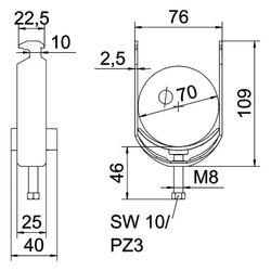 OBO Bettermann Bügelschelle 2056 H-Fuß BS-H1-K-82, 76-82mm, Stahl, Grau... OBO-1186282 4012196847358 (Abb. 1)
