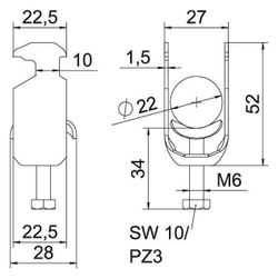 OBO Bettermann Bügelschelle 2056 BS-H1-M-22, 16-22mm, Stahl, feuerverzinkt... OBO-1186016 4012196848584 (Abb. 1)