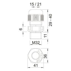 OBO Bettermann Kabelverschraubung V-TEC VM32, M32, 15-21mm, Polyamid, Lichtgrau, 2022870... OBO-2022870 4012195533771 (Abb. 1)
