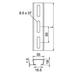 OBO Bettermann Profilschiene C-Profil, 2000x35x18mm, Stahl, feuerverzinkt, 1119656... OBO-1119656 4012195047599 (Abb. 1)