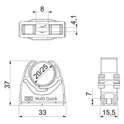 OBO Bettermann Multi-Quick-Schelle M-Quick M25, 20-25mm, Polyamid, Lichtgrau... OBO-2153726 4012195741732 (Abb. 1)