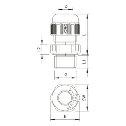 OBO Bettermann Kabelverschraubung V-TEC VM20, M20x1,5, IP68, Polyamid, Lichtgrau RAL7035... OBO-2022866 4012195533658 (Abb. 1)