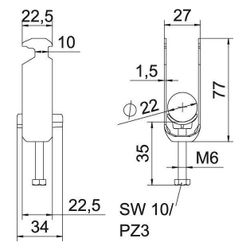 OBO Bettermann Bügelschelle 2056 BS-H2-K-22, 16-22mm, Stahl... OBO-1186217 4012196847020 (Abb. 1)