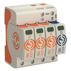 OBO Bettermann Überspannungsableiter V20 V20-3+NPE-280, 280V, 40kA, 4 TE, IP20... OBO-5095253 4012196161331 (Abb. 1)