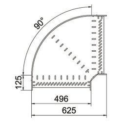 OBO Bettermann Bogen 90 Grad RB 90 650 FS, 60x500mm, Stahl, Zink... OBO-6036570 4012197343255 (Abb. 1)