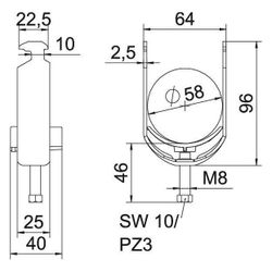 OBO Bettermann Bügelschelle 2056 BS-H1-K-58 FT, 52-58mm, Stahl, feuerverzinkt... OBO-1186256 4012196847266 (Abb. 1)