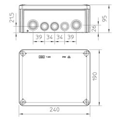 OBO Bettermann Abzweigkasten T 250, 9xM25 7xM32 IP66, Kunststoff, Lichtgrau... OBO-2007109 4012195246817 (Abb. 1)