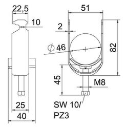 OBO Bettermann Bügelschelle 2056 BS-H1-K-46 FT, 40-46mm, Stahl, feuerverzinkt... OBO-1186242 4012196847198 (Abb. 1)