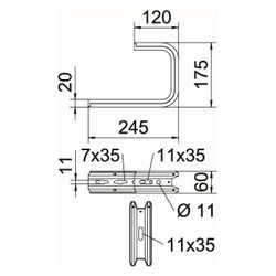 OBO Bettermann Wand- und Deckenbügel TPD 245 FS, 245mm, Stahl, Zink, 6363814... OBO-6363814 4012196198672 (Abb. 1)