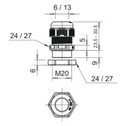 OBO Bettermann Kabelverschraubung V-TEC VM20+ LGR, M20, IP68, 6-13mm, Polyamid, Lichtgrau... OBO-2022766 4012195860945 (Abb. 1)
