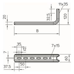 OBO Bettermann Wand- und Stielausleger TPSA 245 FS, 120x60x245mm, Stahl, Zink... OBO-6364209 4012196199099 (Abb. 1)