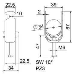 OBO Bettermann Bügelschelle 2056 BS-H1-K-34 FT, 28-34mm, Stahl, feuerverzinkt... OBO-1186229 4012196847112 (Abb. 1)
