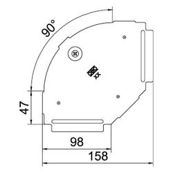 OBO Bettermann Deckel 90-Bogen RBD 90 100 FS, 90 Grad, 100mm Breite, 157mm Länge, Drehrieg... OBO-6036900 4012197405625 (Abb. 1)