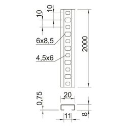 OBO Bettermann Profilschiene CL CL2008BP2000FS C-Profil, 2000x20x8mm, Stahl, bandverzinkt... OBO-1106120 4012195039730 (Abb. 1)