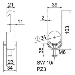 OBO Bettermann Bügelschelle 2056 BS-W1-K-34, Spannbereich 28-34mm, Stahl, feuerverzinkt... OBO-1187726 4012196854400 (Abb. 1)