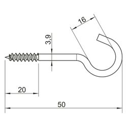 OBO Bettermann Deckenhaken 915 3,9x50mm, 16mm, 20mm, 150N, Stahl, 3450058... OBO-3450058 4012195304333 (Abb. 1)