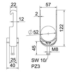 OBO Bettermann Bügelschelle 2056 BS-W1-K-52, 46-52mm, Stahl, feuerverzinkt... OBO-1187744 4012196854455 (Abb. 1)