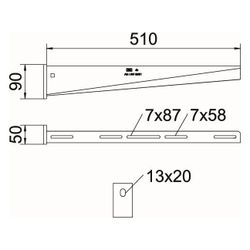 OBO Bettermann Wand- und Stielausleger AW 30 51 FT, 90x510x50mm, Stahl, Zink... OBO-6419798 4012196206896 (Abb. 1)