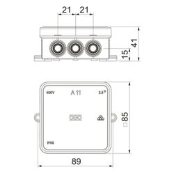 OBO Bettermann Kabelabzweigkasten A 11 5 quadratisch, 85x85x40mm, IP55, 690V, 2,5mm2, Kuns... OBO-2000326 4012195152057 (Abb. 1)