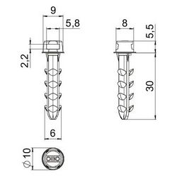 OBO Bettermann Steckdübel Delta-Push KB 30, 6mm Bohrlochdurchmesser, 35mm Bohrlochtiefe, 3... OBO-2351676 4012197430825 (Abb. 1)