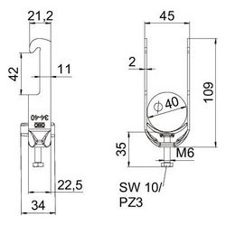 OBO Bettermann Bügelschelle 2056 BS-W1-K-40, 34-40mm, Stahl, feuerverzinkt... OBO-1187732 4012196854431 (Abb. 1)