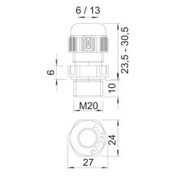 OBO Bettermann Kabelverschraubung V-TEC VM20, M20x1,5, IP68, Polyamid, Lichtgrau RAL7035... OBO-2022866 4012195533658 (Abb. 1)