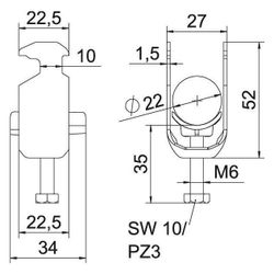 OBO Bettermann Bügelschelle 2056 BS-H1-K-22, 16-22mm, Aluminium... OBO-1186416 4012196848195 (Abb. 1)