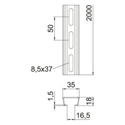 OBO Bettermann Profilschiene C-Profil, 2000x35x18mm, Stahl, feuerverzinkt, 1119656... OBO-1119656 4012195047599 (Abb. 1)