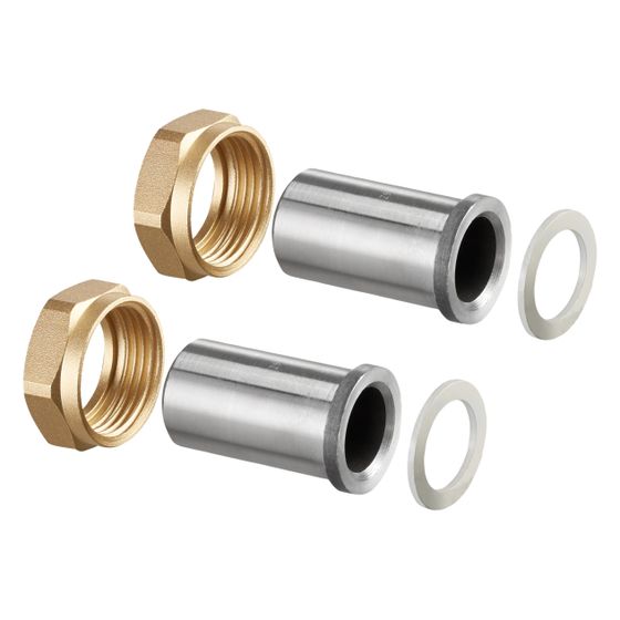 Oventrop Tüllenanschlussset für HydroControl DN 15, 2 Schweißtüllen, flachdichtend, mit Überwurfmuttern, 1069301