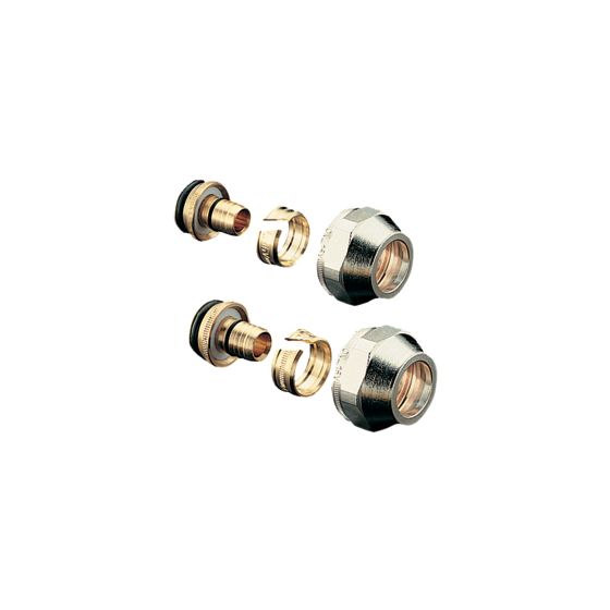 Oventrop Cofit S Klemmringverschraubung 2fach für Copipe 18x2,0mm x G 3/4" Überwurfmutter, vernickelt