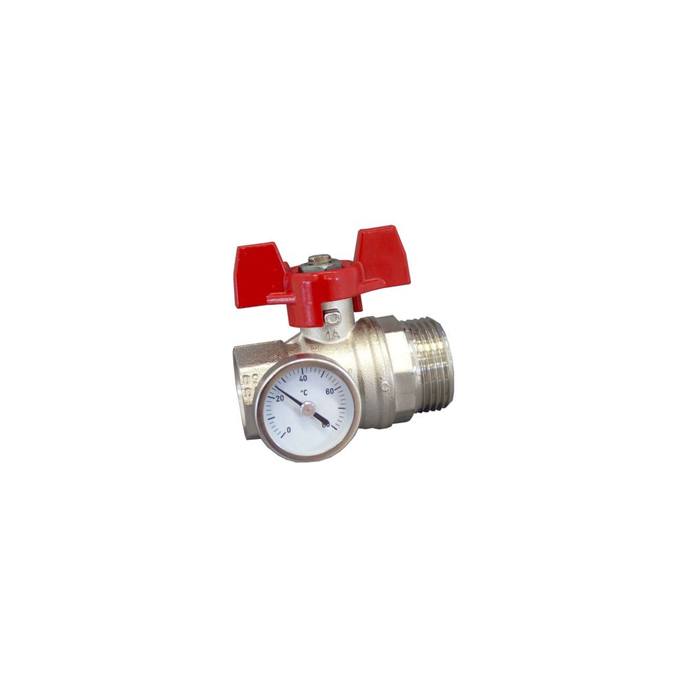 Oventrop Kugelhahn, Roter Griff mit Thermometer, 3/4" Innengewinde x 1" Außengewinde,... OVENTROP-1406483 4026755360615 (Abb. 3)