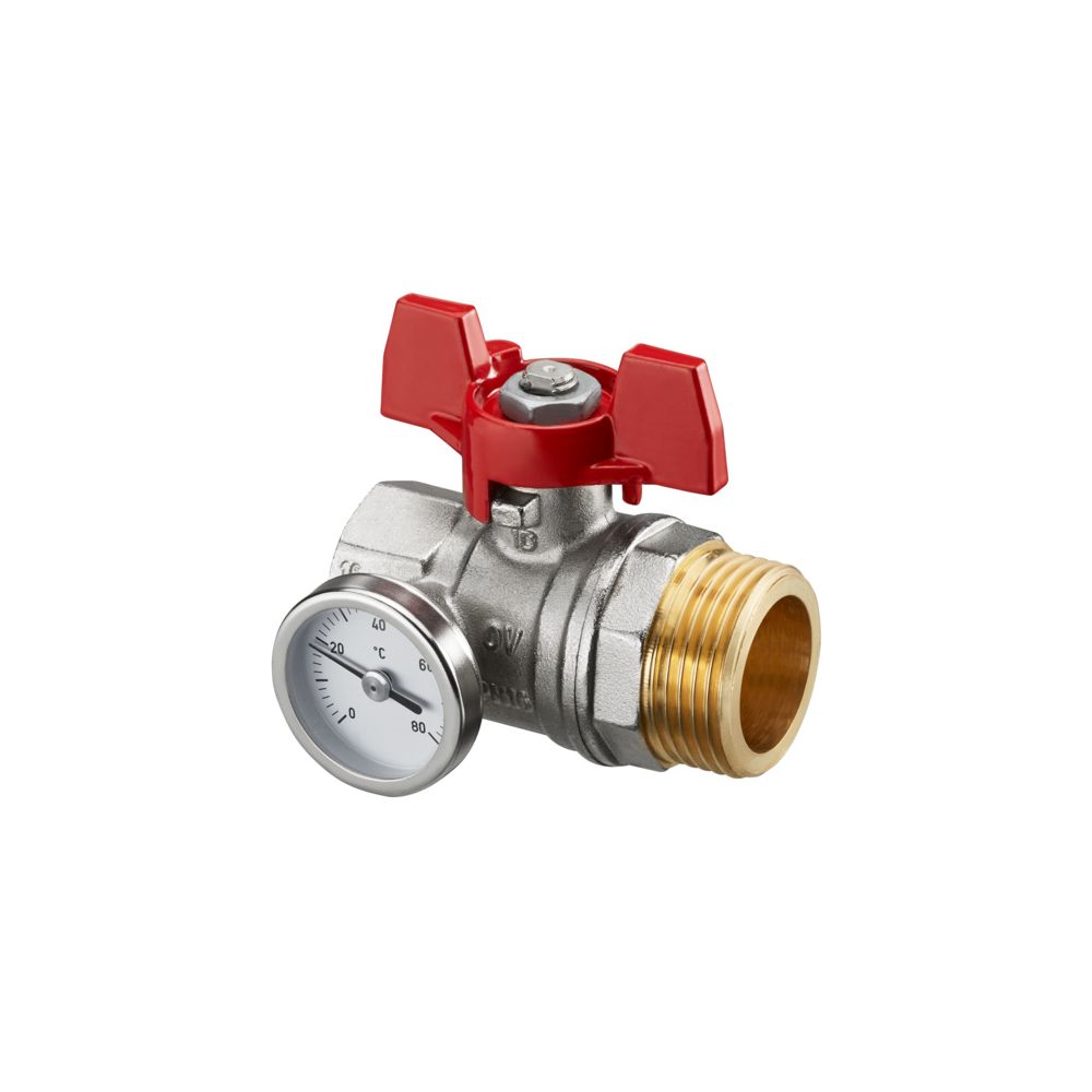 Oventrop Kugelhahn, Roter Griff mit Thermometer, 3/4" Innengewinde x 1" Außengewinde,... OVENTROP-1406483 4026755360615 (Abb. 4)