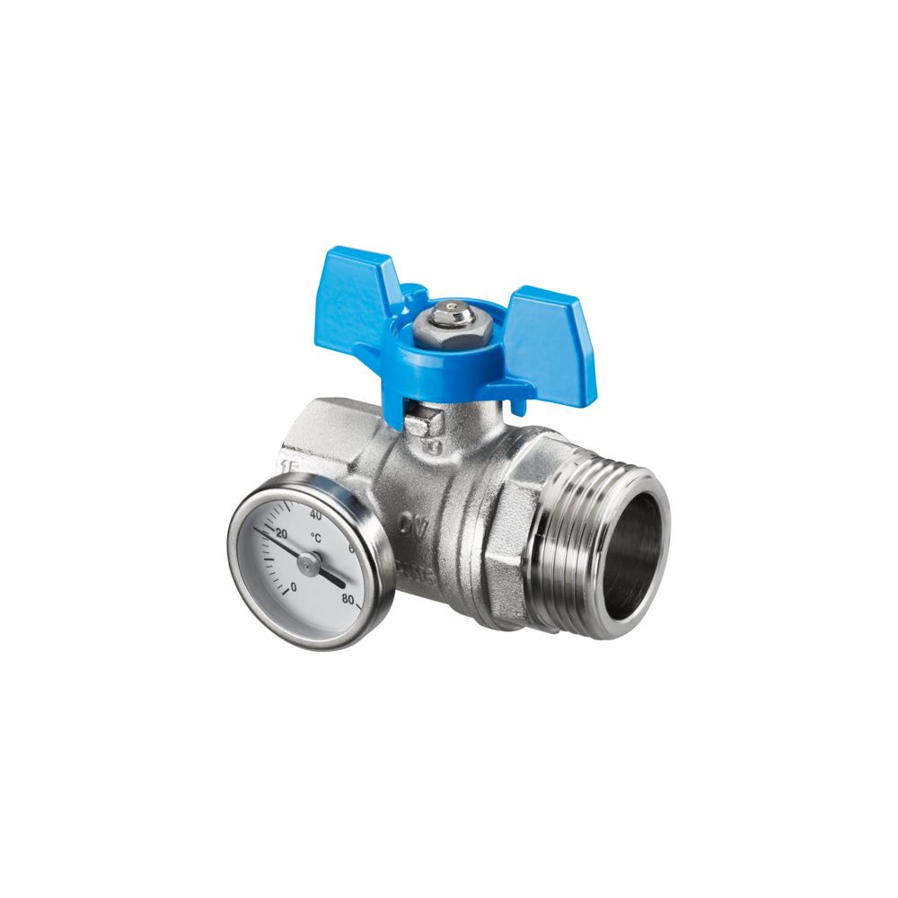 Oventrop Kugelhahn, Blauer Griff mit Thermometer, 1" IG x 1" AG, flachdichtend, 14065... OVENTROP-1406584 4026755360653 (Abb. 3)