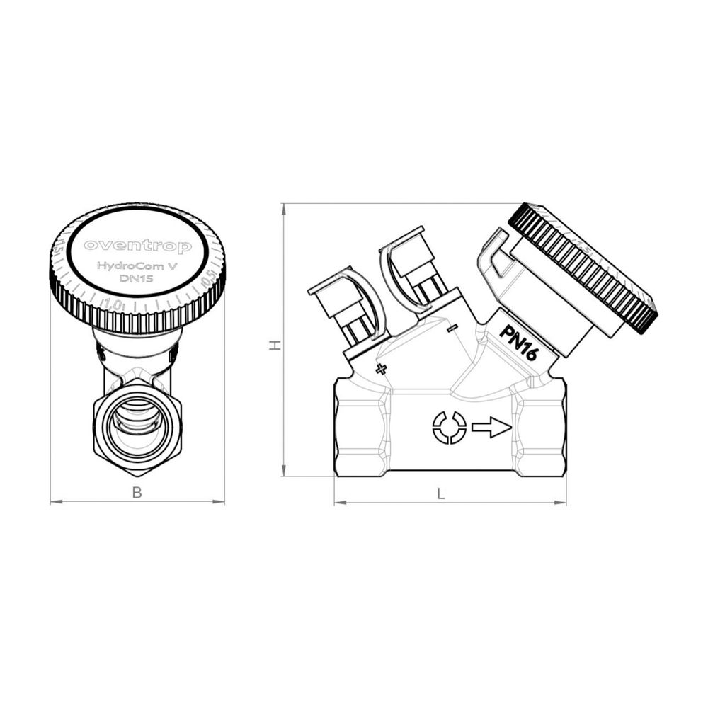 Oventrop HydroCom V Strangregulierventil DN 32, PN 16, Rp 1 1/4" Innengewinde, HydroP... OVENTROP-1062710 4026755471380 (Abb. 8)
