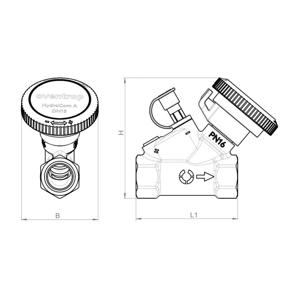 Oventrop Strangabsperrventil HydroCom A PN 16, DN 32 Rp 1 1/4" Innengewinde HydroPort... OVENTROP-1062730 4026755480375 (Abb. 8)