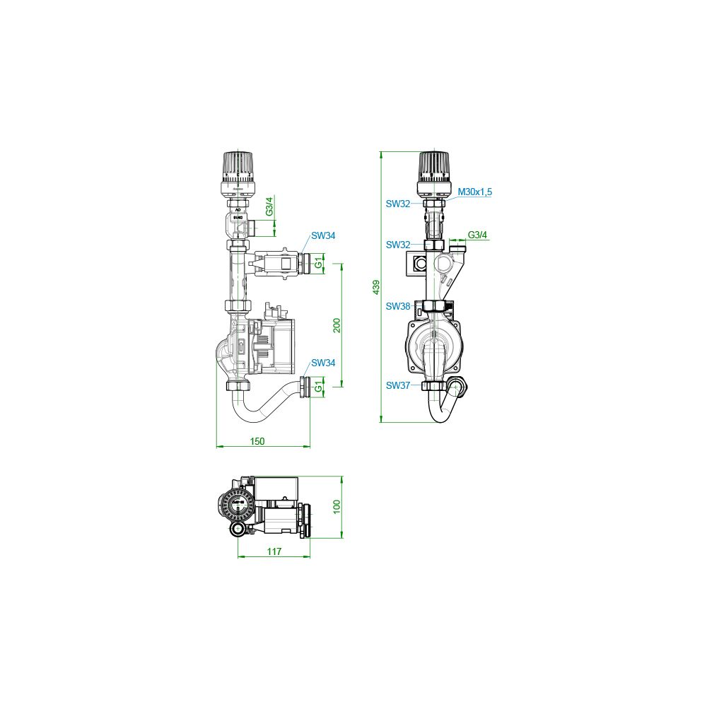 Oventrop Vorlauftemperaturregelmodul Flächenheizungen für Regudis W-HTE, mit Reguflow... OVENTROP-1344554 4026755496383 (Abb. 6)