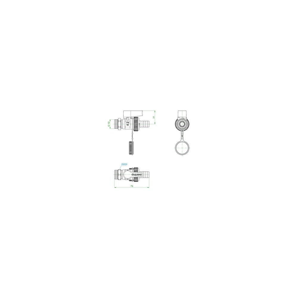 Oventrop Optiflex Kugelhahn 1/2" Außengewinde mit Schlauchverschraubung, Kappe, Messi... OVENTROP-1033315 4026755199833 (Abb. 2)